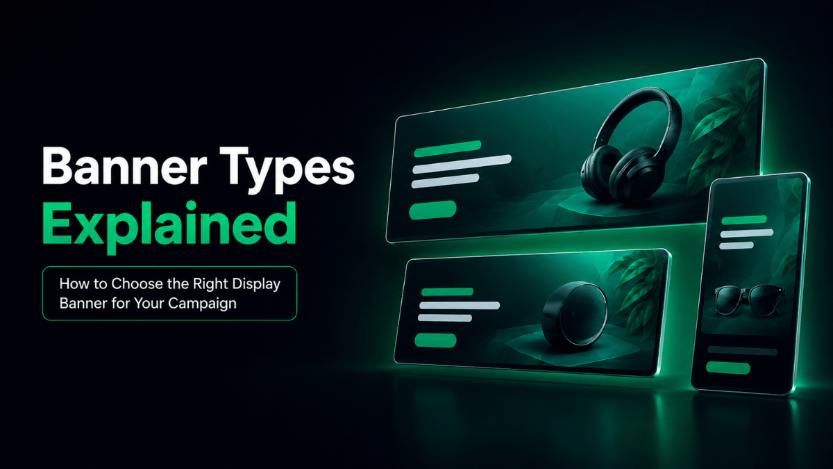 Different banner types displayed across desktop, tablet and mobile placements