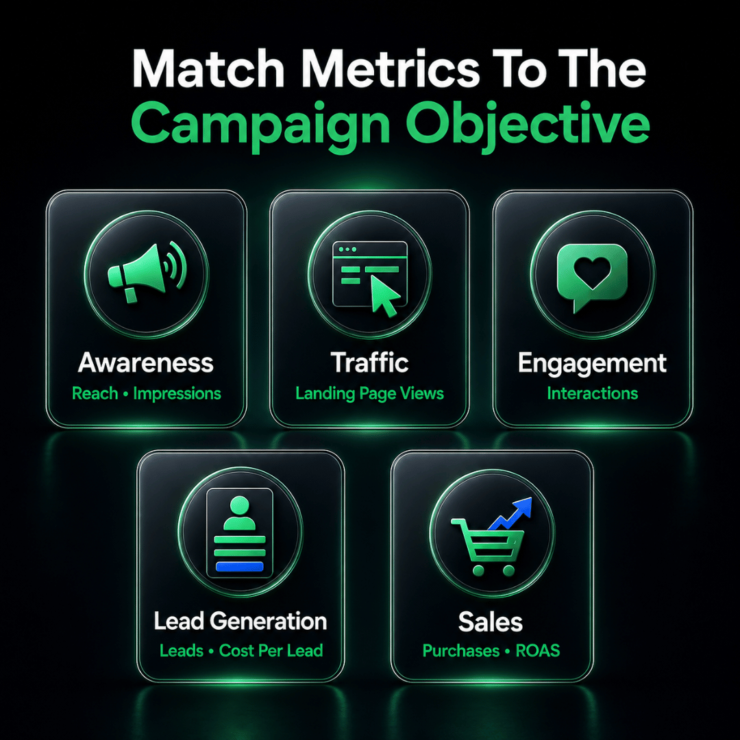 How Effective Is Facebook Advertising - Facebook Ads performance metrics matched to awareness, traffic, engagement, lead-generation and sales objectives