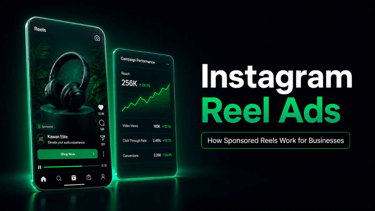 Instagram Reel Ads showing a sponsored Reel for business advertising