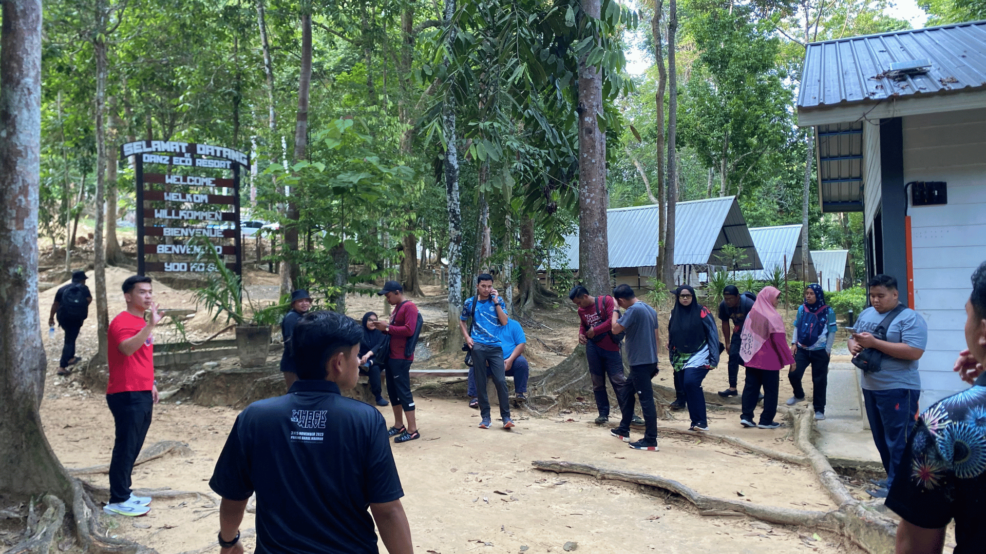 Participants gathering at Danz Eco Resort before beginning the Day 2 field content creation activities across Taman Negara.