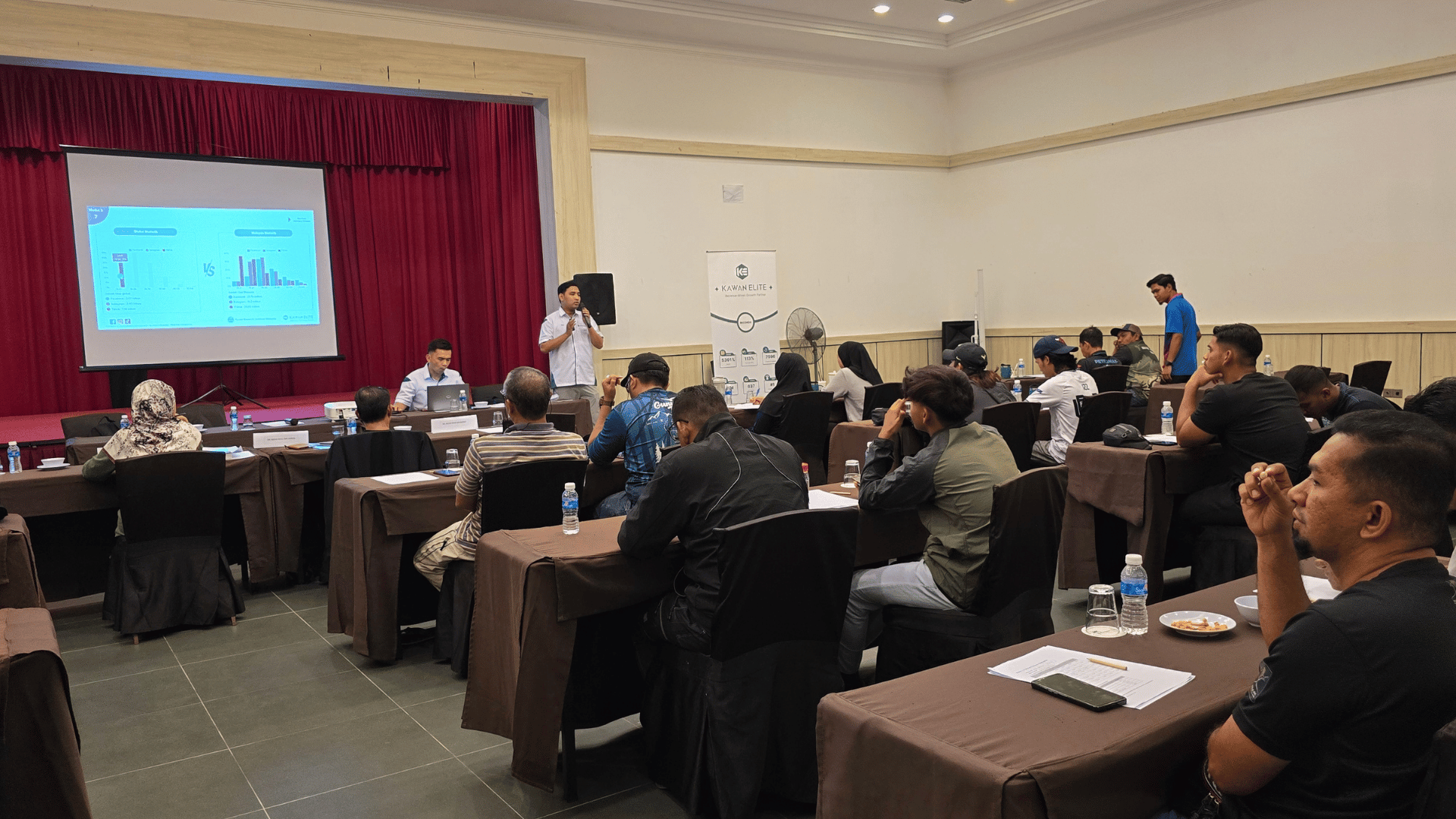 Participants learning about digital marketing, social media performance and online engagement strategies during the FRIM community training programme.